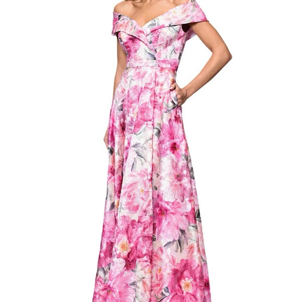 Floral Pink Off-Shoulder Maxi Dress